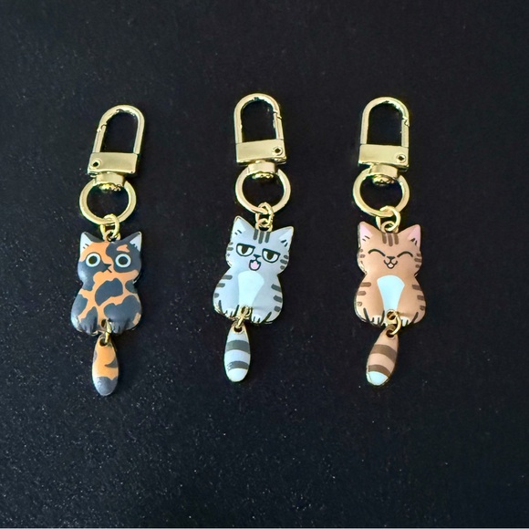 Accessories - Set of 3 Cat Bag Charms - Calico, Gray, Brown